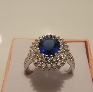 925 Stamped sapphire gemstone rings size 7 new